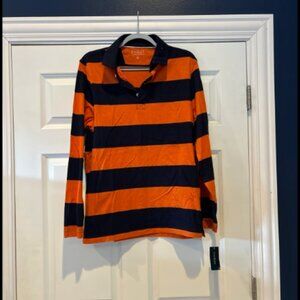 Club Room Polo Shirt Large Navy Blue + Orange